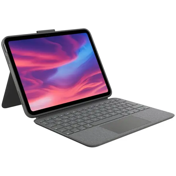 Logitech Husa Logitech Combo Touch cu Smart Connector, tastatura iluminata si trakpad detasabile pentru iPad gen 10, US, Gri Oxford