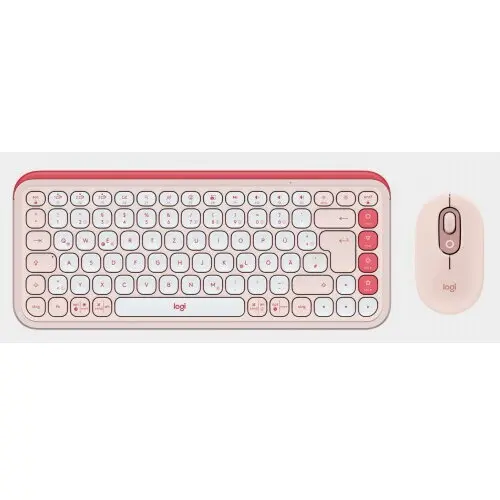 Logitech Kit tastatura si mouse Logitech Pop Icon Combo, Bluetooth, Roz