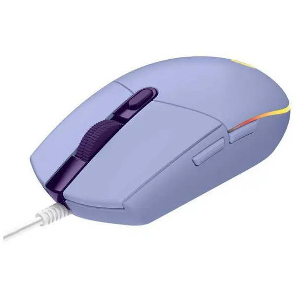 Logitech Mouse Gaming Logitech G203 LightSync, cu fir, iluminare RGB, 8000 DPI, USB, Lila