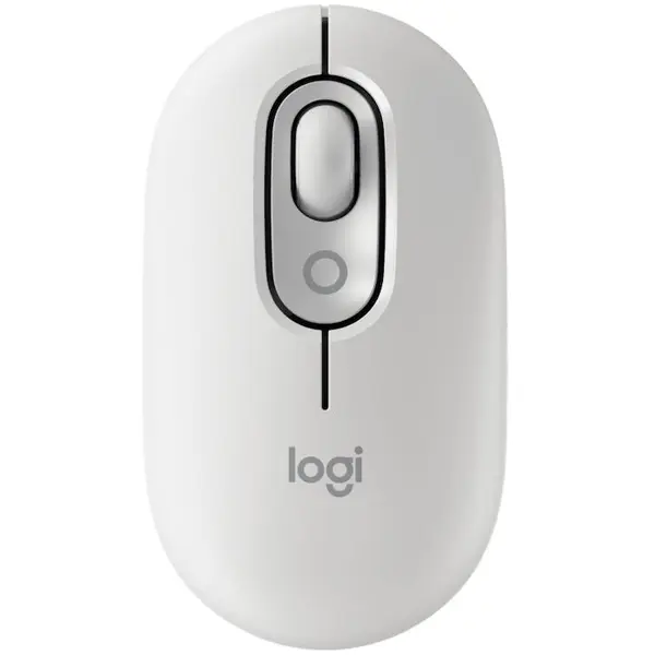 Logitech Mouse Wireless Logitech POP cu emoji, Bluetooth, Silent Touch, 3 Way Easy-Switch, Off-White