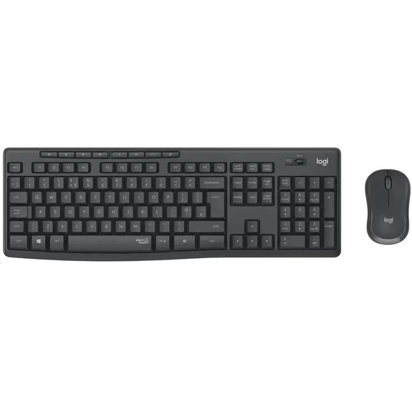 Logitech Set tastatura si mouse wireless silentioase Logitech MK295 Silent, (CZ-SK), versiune internationala, Grafit