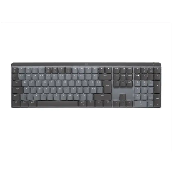 Logitech Tastatura mecanica Bluetooth/Wireless, Logitech, MX, iluminare din spate, comutator Clicky, distributie internationala in SUA, Gri