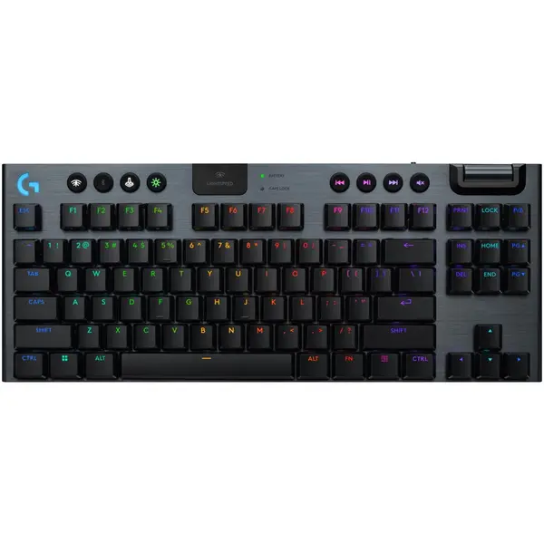 Logitech Tastatura Mecanica Gaming Logitech G915 X TKL, Tactile, LightSpeed, Low-Profile, Wireless, Negru