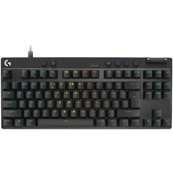 Logitech Tastatura mecanica gaming Logitech PRO X TKL RAPID, Cu fir, RGB, Negru, 920-013233