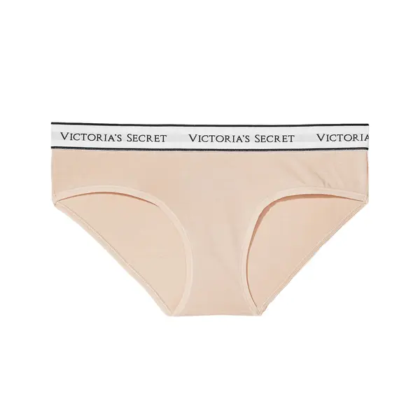 Logo cotton hiphugger panty - champagne S