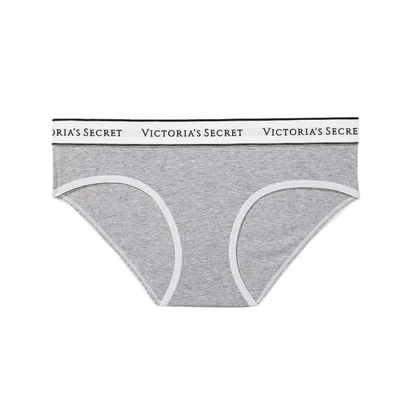 Logo cotton hiphugger panty - medium heather grey M