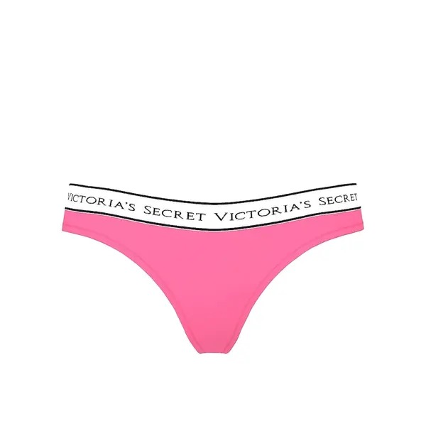 Logo cotton thong panty - pink M