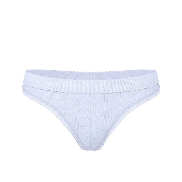 Logo heart pointelle thong panty - soft iris M