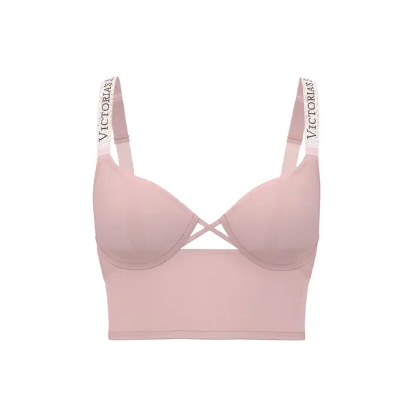 Logo shine strap smooth longline demi bra - angel pink S