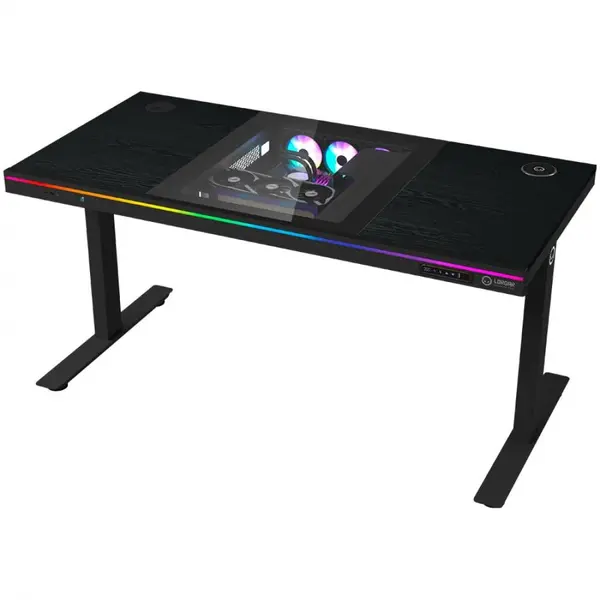 LORGAR Birou gaming LORGAR DESK ELITE 90, melamina, electric reglabil 705-1165 mm, RGB, dimensiuni 1405x680 mm, Negru