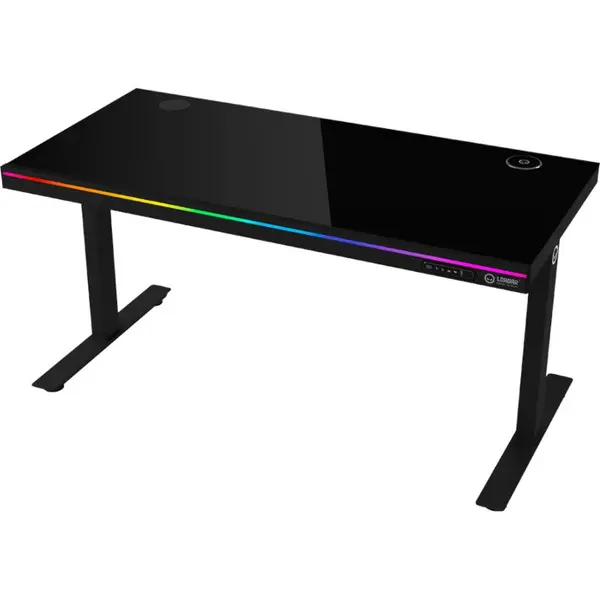 LORGAR Birou Gaming Lorgar LRG-DP80G, iluminare RGB, cu inaltime reglabila, incarcator wireless, Negru