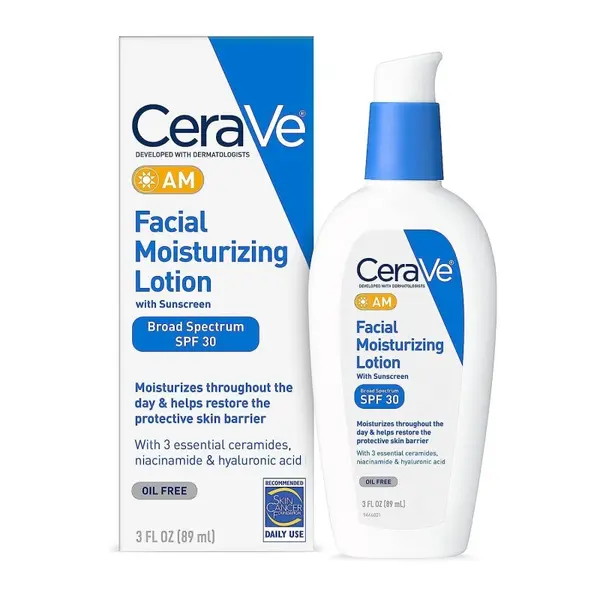 Lotiune de Fata, CeraVe, AM, Hidrateaza si Restaureaza Bariera de Protectie a Pielii, pentru Zi, SPF 30, 89ml