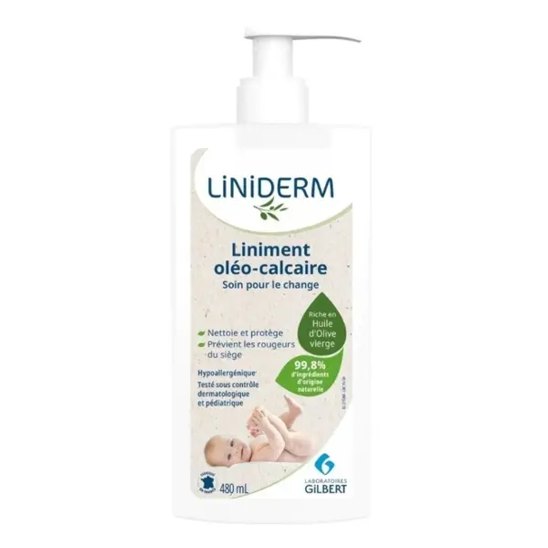 Lotiune pentru Bebelusi, Gilbert, Liniment, Oleo-Calcaroasa, pentru Reducerea Iritatiei Scutecului, cu Pompita, 480ml