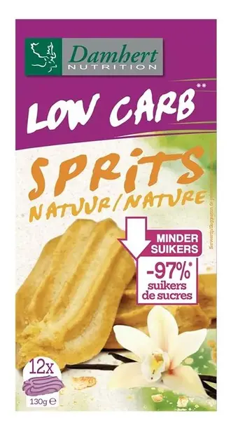 Low Carb Sprits Biscuiți simpli cu unt, fără zahăr, 130 g, Damhert