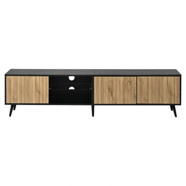 Lowboard TV LED, Culoare naturală+Negru | Aosom Romania