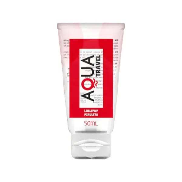 Lubrifiant cu aromă AQUA TRAVEL Lollipop, pe bază de apă, cu gust delicios de acadea, 50 ml