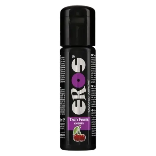 Lubrifiant cu aromă EROS Tasty Fruits Cherry, pe bază de apă, fără parabeni, aromă de cireșe, 100 ml