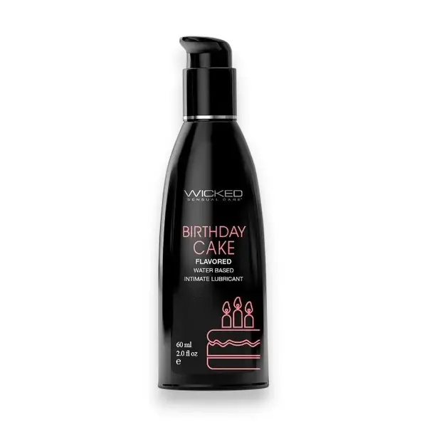 Lubrifiant cu aromă WICKED Birthday Cake, formulă inovatoare pe bază de apă, efect de durată, aromă de tort, 60 ml