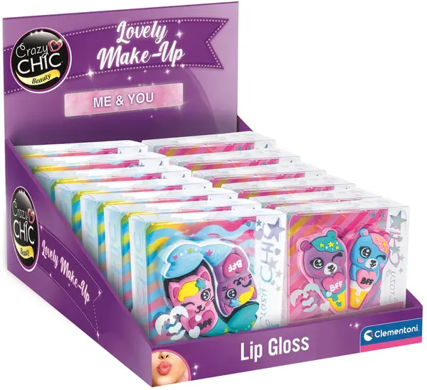Luciu de buze pentru copii Clementoni Crazy Chic - Me & You, 2 x 6g, sortiment