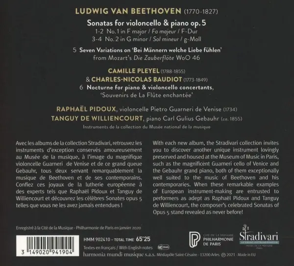 Ludwig Van Beethoven: Cello Sonatas, Op. 5 | Raphael Pidoux, Tanguy De Williencourt