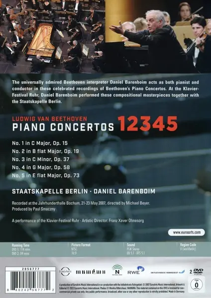 Ludwig van Beethoven: Piano Concertos 1,2,3,4,5 (DVD) | Daniel Barenboim, Staatskapelle Berlin