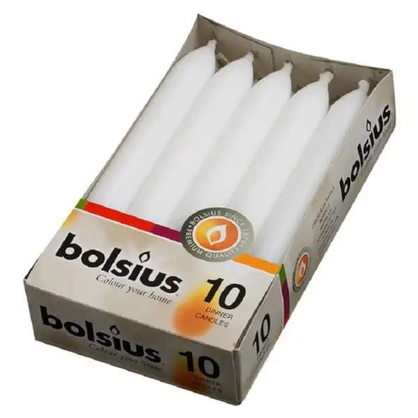 Lumanare Cilindrica Bolsius Alb, 10 Bucati