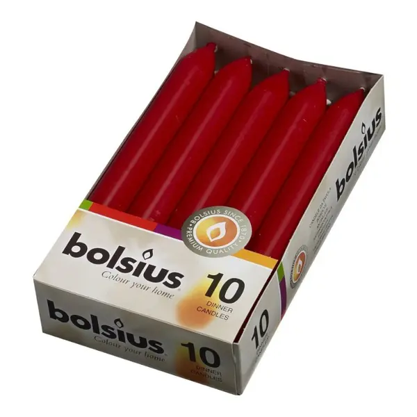 Lumanare Cilindrica Bolsius Burgund, 10 Bucati