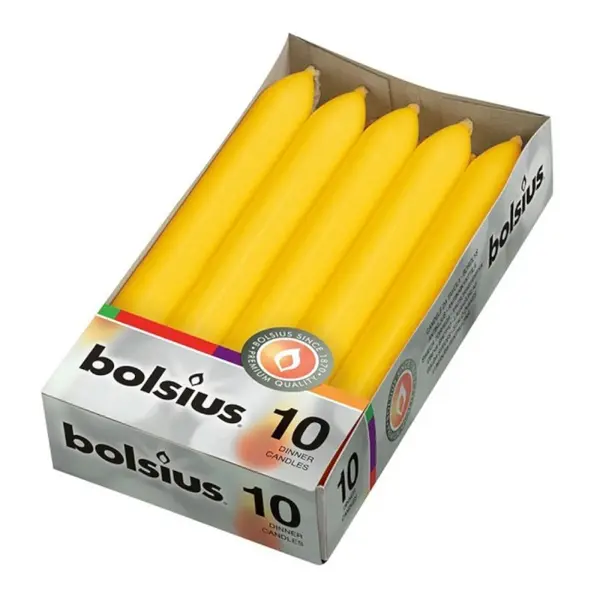 Lumanare Cilindrica Bolsius Galben, 10 Bucati