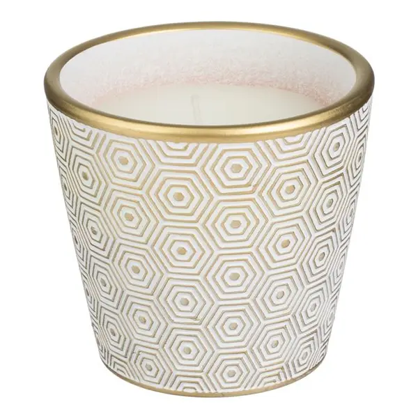 Lumanare citronella alba anti tantari in ghiveci ceramica, model in romb,320 g