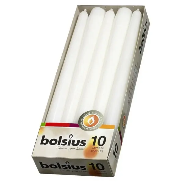 Lumanare Conica Bolsius Alba, 10 Bucati
