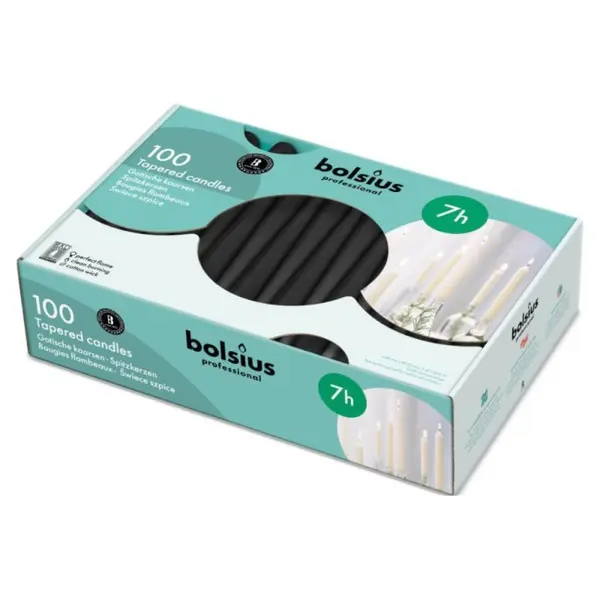 Lumanare Conica Bolsius Negru, 100 Bucati