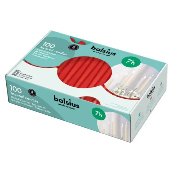 Lumanare Conica Bolsius Rosu, 100 Bucati