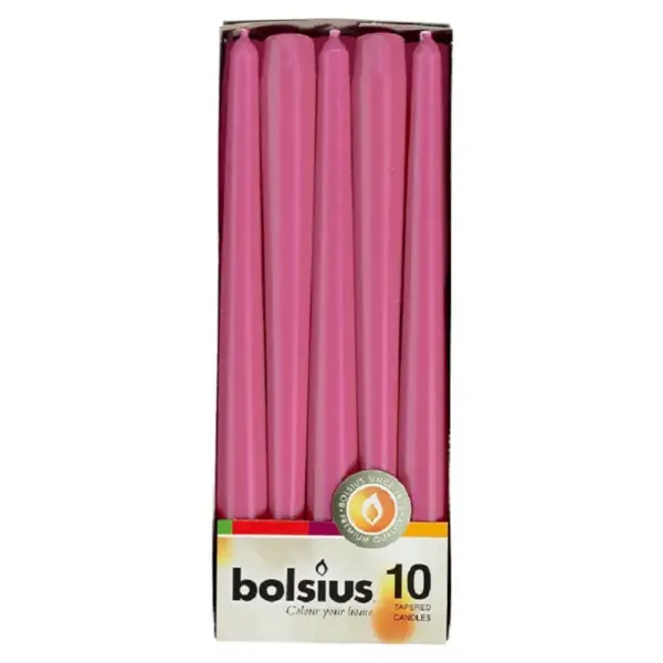 Lumanare Conica Decorativa Bolsius Roz, 10 Bucati