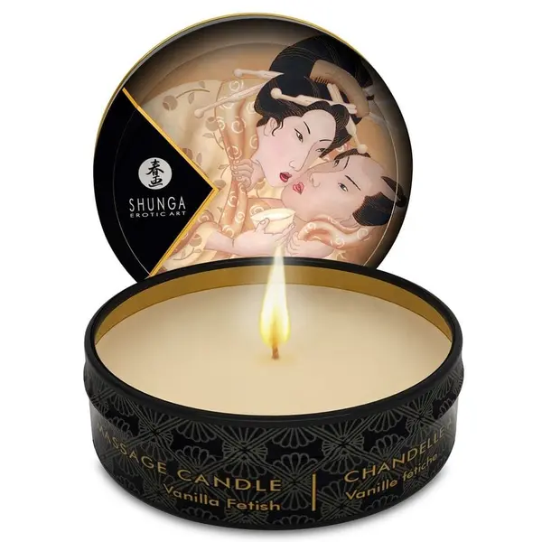 Lumânare de masaj Shunga – Mini Caress by Candlelight, cu aromă de vanilie, 30 ml