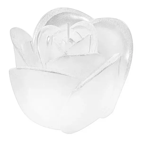 Lumanare decorativa 3D Trandafir alb cu sclipici, 12x12x10 cm