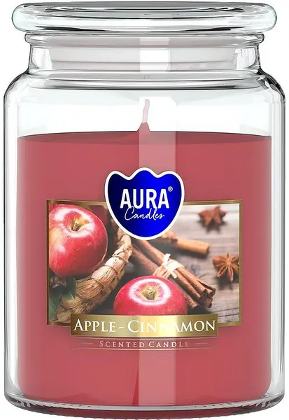 Lumânare parfumată Bispol Aura - Apple and Cinnamon, 500 g