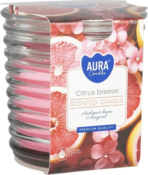Lumânare parfumată Bispol Aura - Citrus Breeze, 130 g