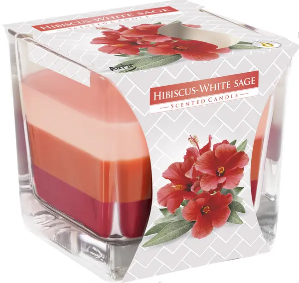 Lumânare parfumată Bispol Aura - Hibiscus și salvie, 170 g