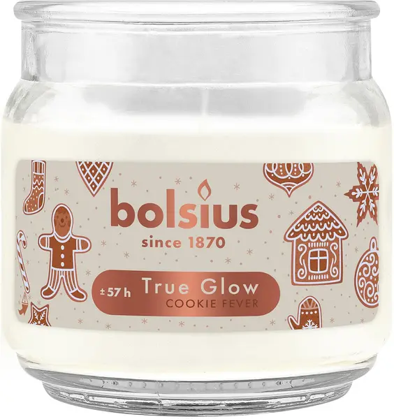 Lumânare parfumată Bolsius True Glow - Cookie Fever, 57 h