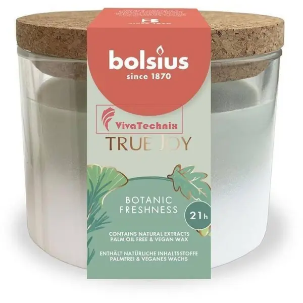 Lumanare Parfumata cu Capac Pluta, Botanic Freshness, 66/83 mm, True Joy, Bolsius