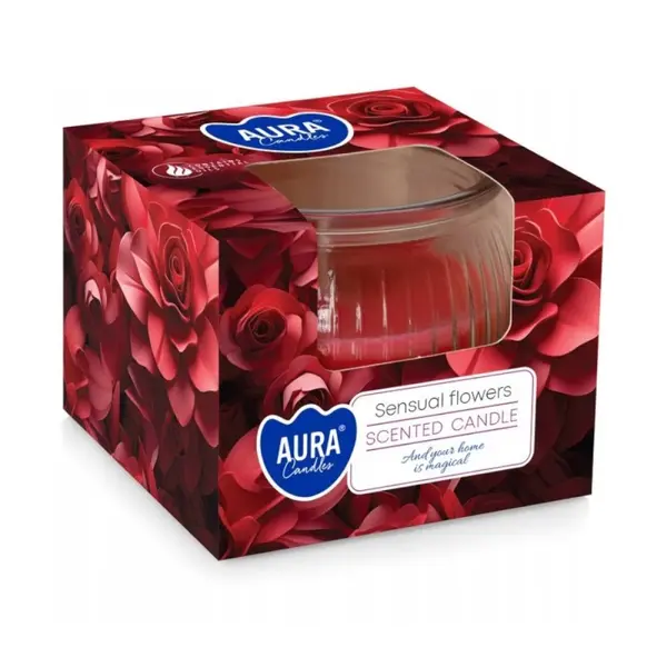 Lumanare Parfumata in Pahar, Sensual Flowers, Timp de Ardere 18 Ore, Aura