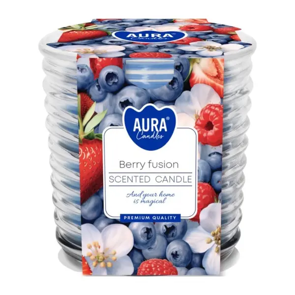 Lumanare Parfumata in Pahar Spirala, Berry Fusion, Timp de Ardere 28 Ore, Aura