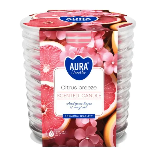 Lumanare Parfumata in Pahar Spirala, Citrus Breeze, Timp de Ardere 28 Ore, Aura