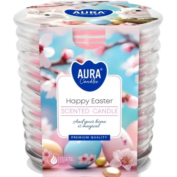 Lumanare Parfumata in Pahar Spirala, Happy Easter, 28 Ore, Bispol