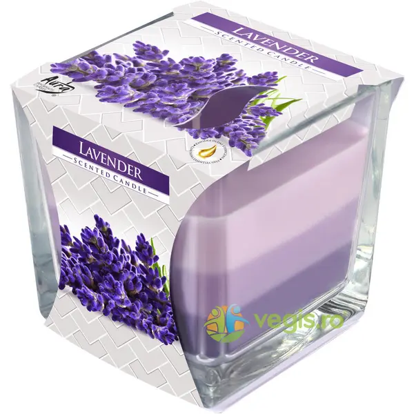 Lumanare Parfumata in Pahar Trei Culori cu Aroma Lavanda