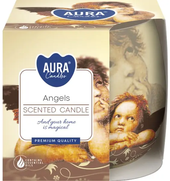 lumânare parfumată într-o cană Bispol Aura - Angels, 100 g