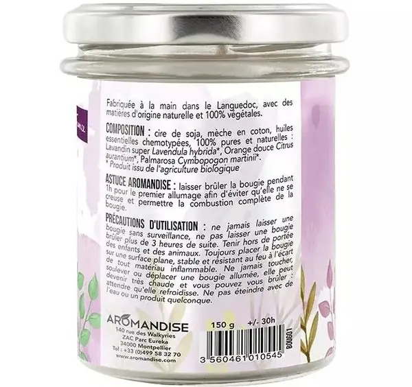 Lumanare parfumata naturala Aromandise Relax vegana 150g