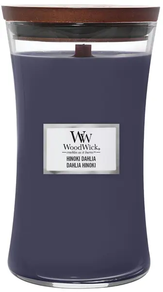 Lumânare parfumată WoodWick Hinoki Dahlia, 609.5 g