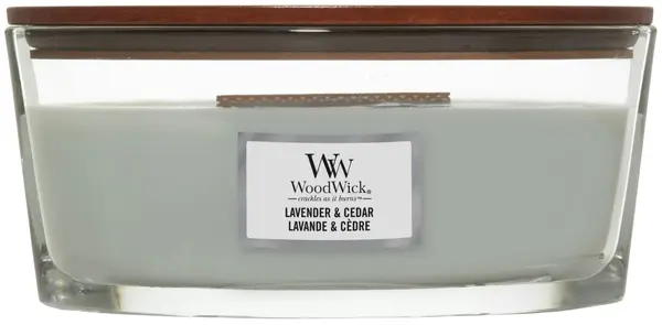 Lumânare parfumată WoodWick Lavandă și Cedru, 453.6 g