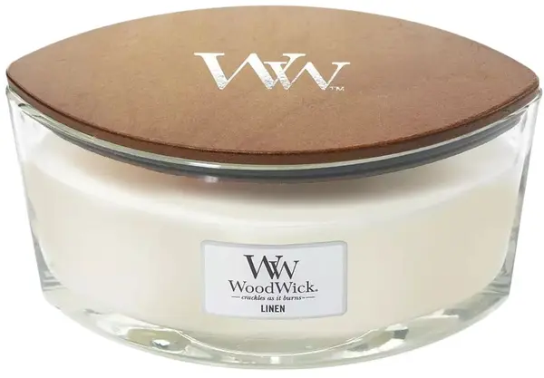 Lumânare parfumată WoodWick Linen, 453.6 g